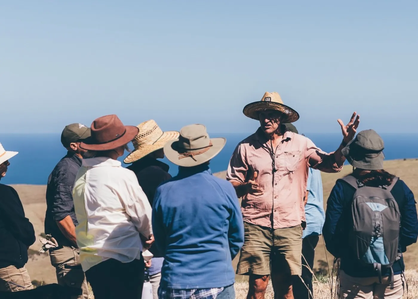 Tim Jarvis speaking with visitors during a Forktree restoration consultation