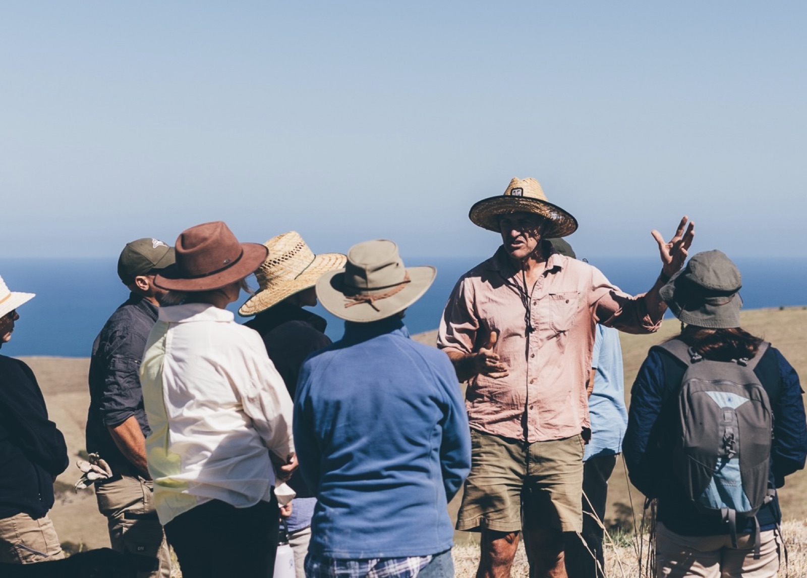 Tim Jarvis speaking with visitors during a Forktree restoration consultation